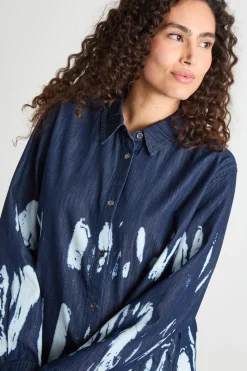 Casacca in jeans tie-dye - Blu