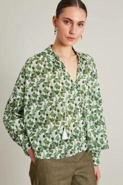 Casacca in mussola con nappine - Verde