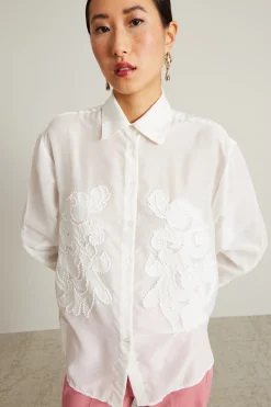 Casacca in organza ricamata - Bianco