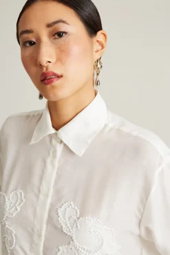 Casacca in organza ricamata - Bianco