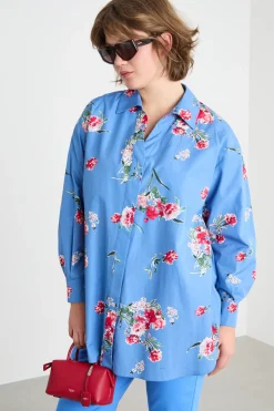 Casacca in popeline - Azzurro
