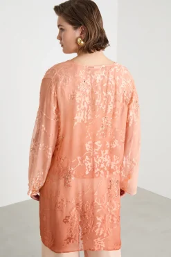 Casacca in raso dévoré - Rosa