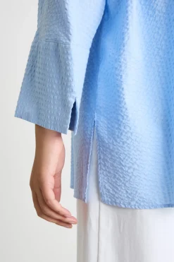 Casacca in seersucker - Azzurro