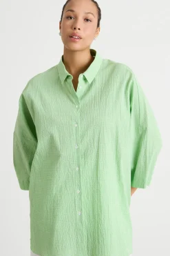 Casacca in seersucker - Verde