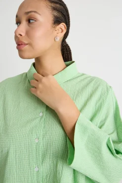 Casacca in seersucker - Verde