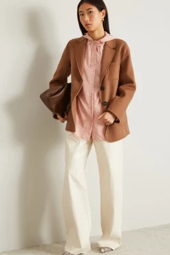 Casacca in seta con cappuccio - Rosa Polvere