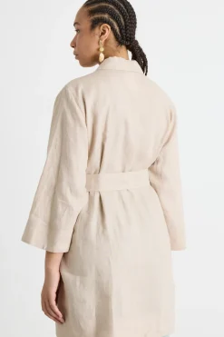 Casacca in tela con cintura - Beige