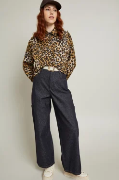 Casacca in twill di cotone stampata - Beige Nero
