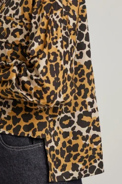 Casacca in twill di cotone stampata - Beige Nero