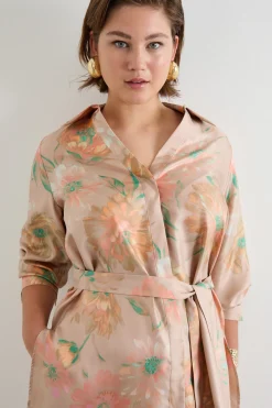 Casacca in twill di seta - Rosa