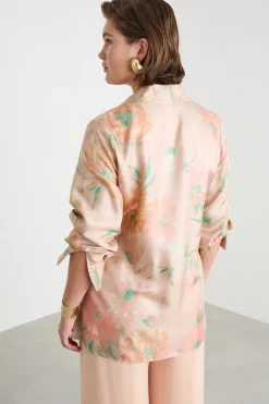 Casacca in twill di seta - Rosa