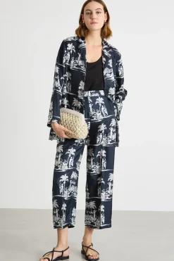 Casacca in twill stampato - Blu Bianco