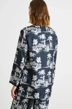 Casacca in twill stampato - Blu Bianco