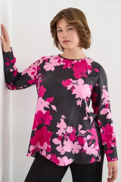Casacca in twill stampato - Nero Rosa