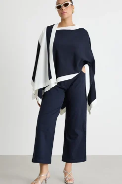 Casacca in viscosa stretch - Blu Bianco