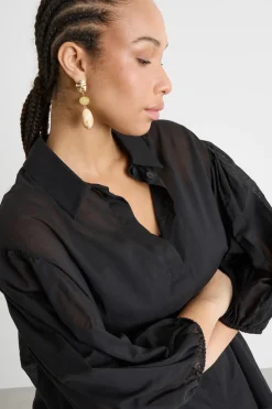 Casacca in voile con manica balloon - Nero