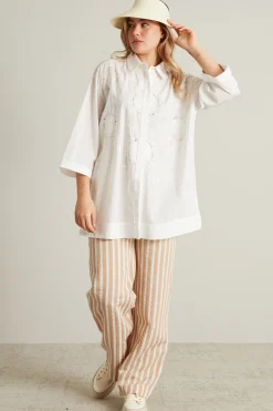 Casacca in voile con ricami - Bianco