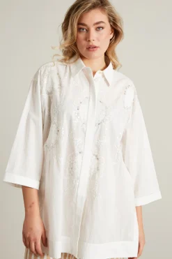 Casacca in voile con ricami - Bianco