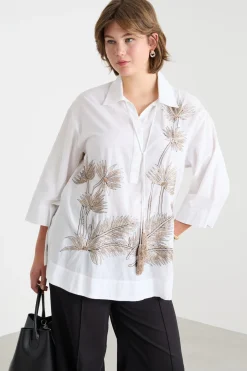 Casacca in voile ricamato - Bianco