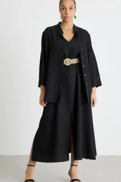 Casacca morbida con maniche ampie - Nero