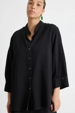 Casacca morbida con maniche ampie - Nero