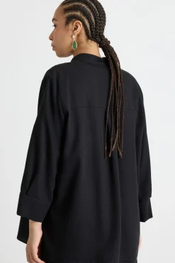 Casacca morbida con maniche ampie - Nero