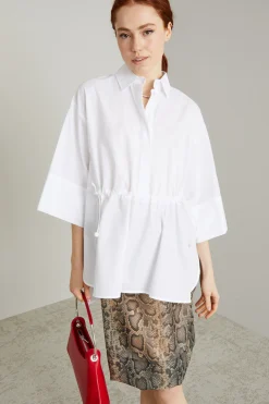 Casacca over con coulisse - Bianco