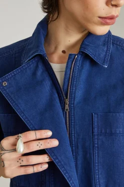 Casacca over in canvas - Blu