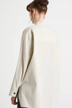 Casacca oversize alla coreana in popeline - Beige