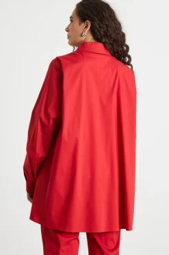 Casacca oversize con bottoni nascosti - Rosso