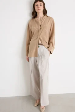 Casacca sahariana con spacchi - Cammello
