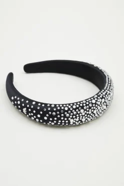 Cerchietto con strass - Nero