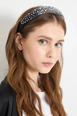 Cerchietto con strass - Nero