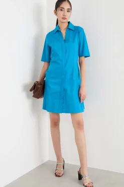 Chemisier in raso - Azzurro