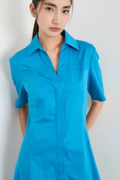 Chemisier in raso - Azzurro
