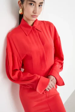 Chemisier lungo a sirena - Rosso