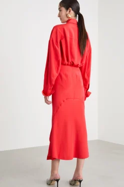 Chemisier lungo a sirena - Rosso