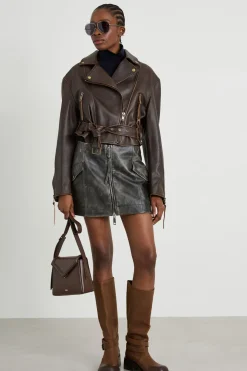 Chiodo in vera pelle - Marrone