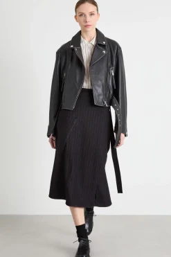 Chiodo in vera pelle - Nero