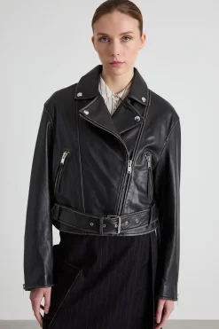 Chiodo in vera pelle - Nero