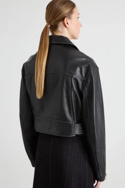 Chiodo in vera pelle - Nero