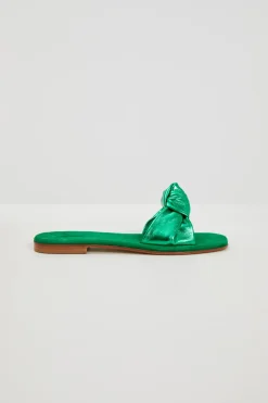 Ciabatte in pelle con nodo - Verde