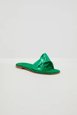 Ciabatte in pelle con nodo - Verde