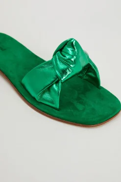 Ciabatte in pelle con nodo - Verde