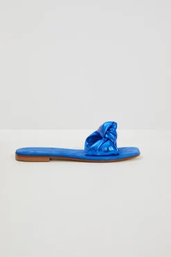 Ciabatte in pelle con nodo - Bluette