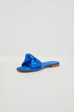 Ciabatte in pelle con nodo - Bluette