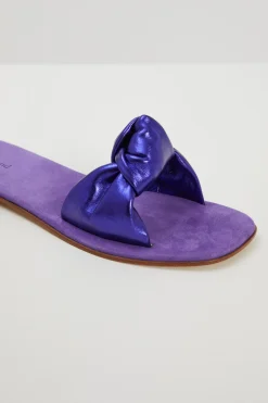 Ciabatte in pelle con nodo - Viola