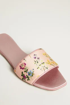 Ciabatte in seta stampata - Rosa