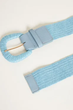 Cintura alta in rafia - Azzurro