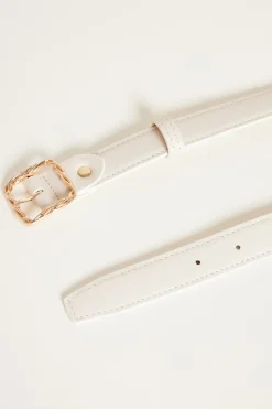 Cintura con fibbia intrecciata - Bianco